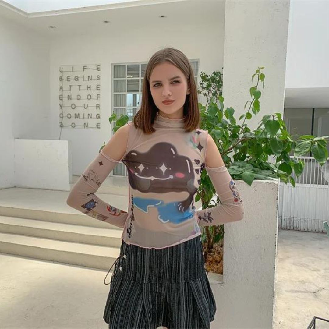 Camiseta Ligera Estampada Fantasía Mujer