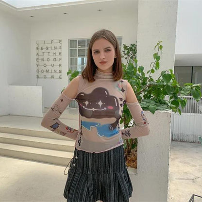 Camiseta Ligera Estampada Fantasía Mujer