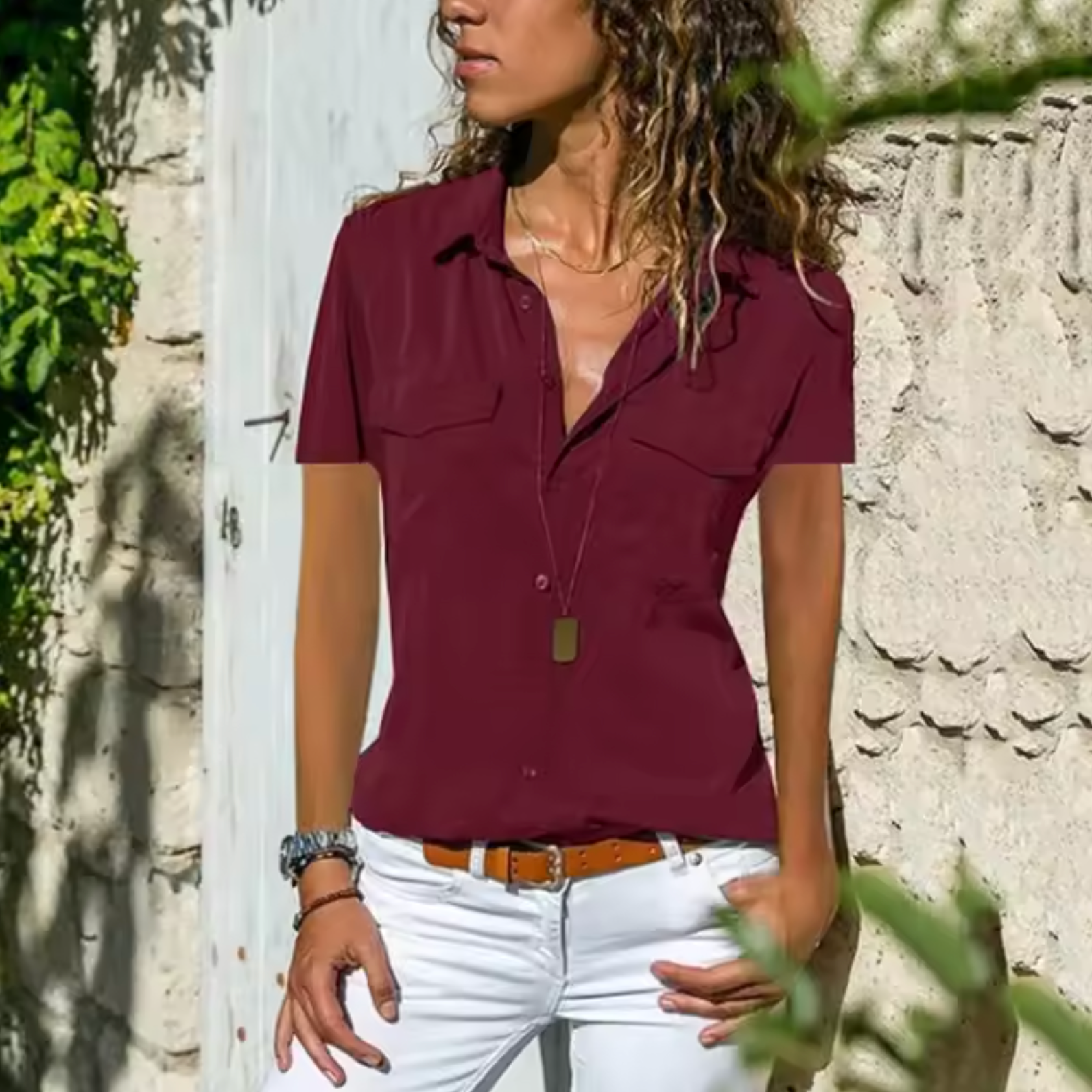 Camisa Mujer Estilo Chic Manga Corta - Vestiria