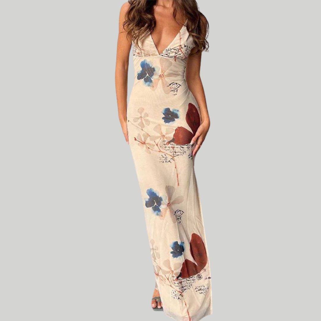 Vestido Floral Femenino Escote en V - Vestiria