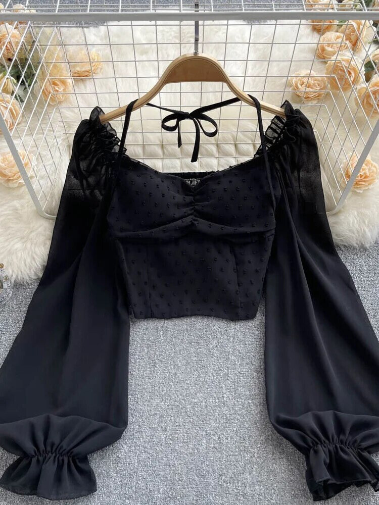 Blusa Estampada de Verano con Cuello Lazado - Vestiria
