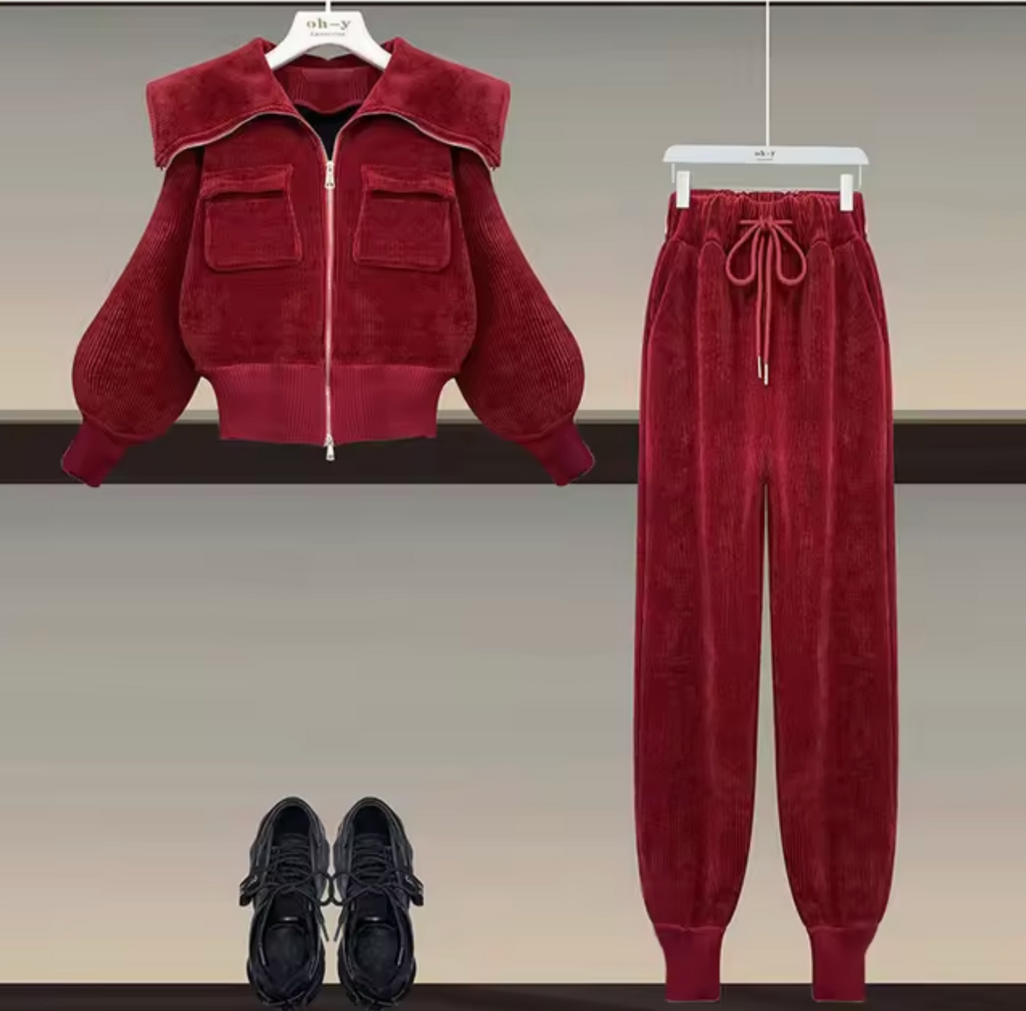 Chaquetón y Pantalón de Piel Sintética Cálido - Vestiria