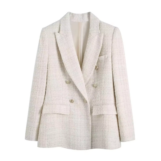 Chaquetilla Blanca Ajustada Doble Botón - Vestiria