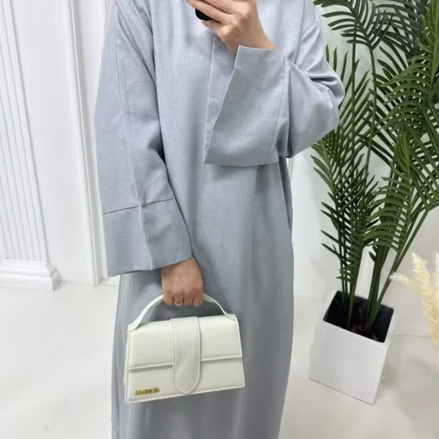 Vestido Abaya Lino Elegante Cerrado - Vestiria