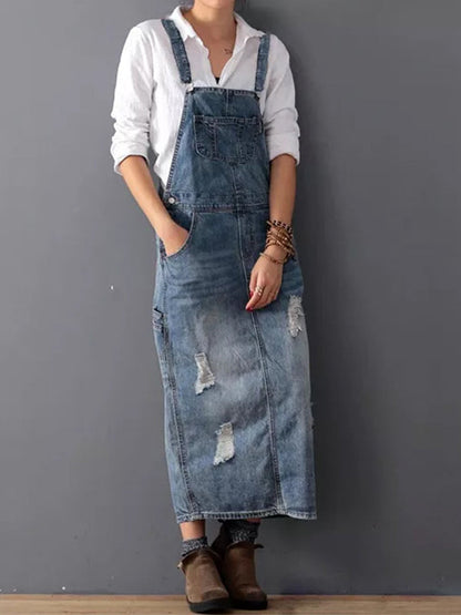 Vestido Denim Roto con Espalda Abierta - Vestiria