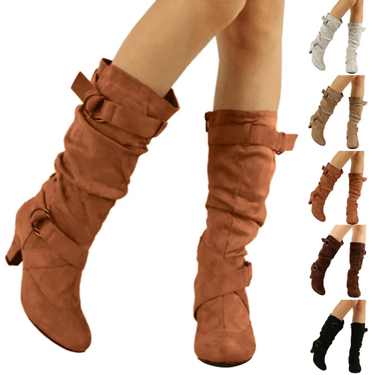 Botas Mujer Cuero Suave Hebilla Plata - Vestiria