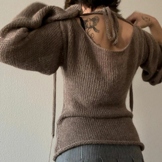 Jersey Mujer Espalda Abierta con Lazo Elegante - Vestiria