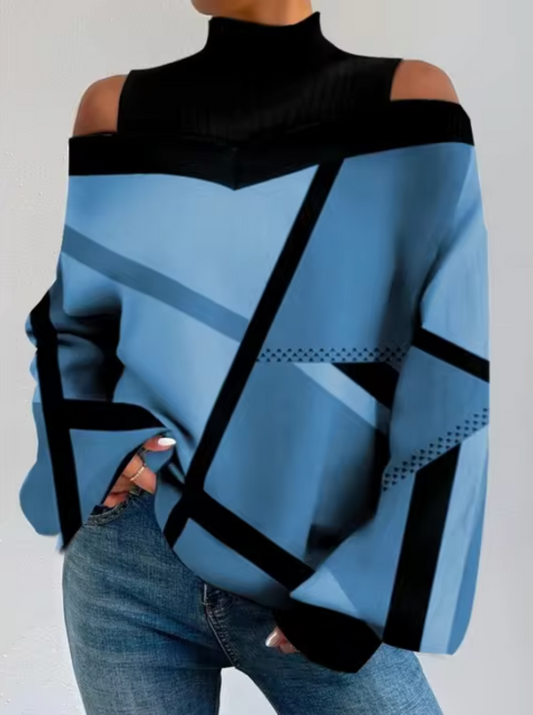 Blusa Mujer Off-Shoulder Cuello Alto Elegante - Vestiria