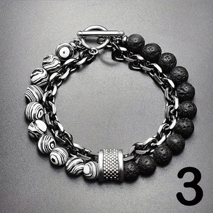 Pulsera Acero Pulido con Piedras Tigre