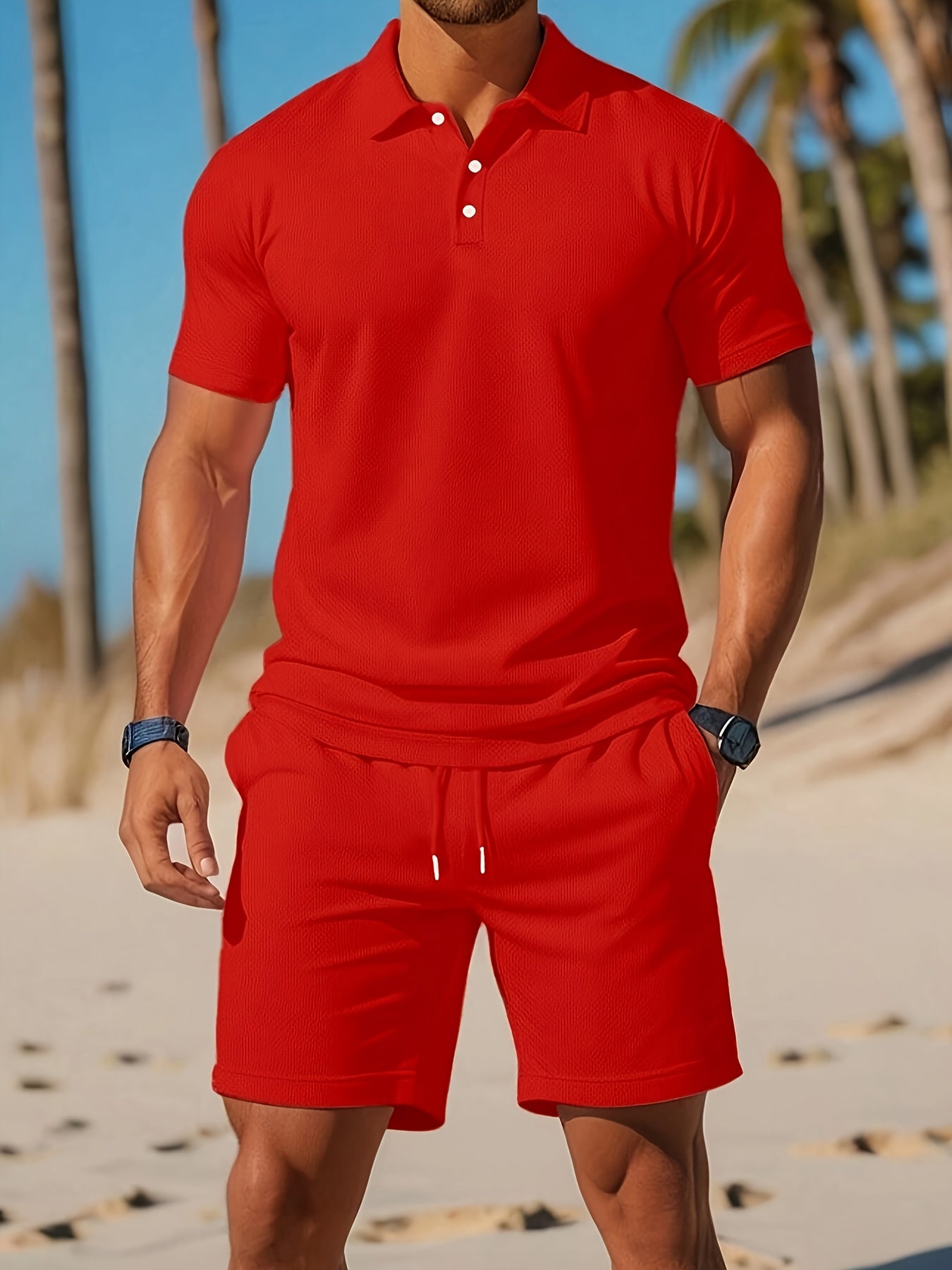 Traje de verano hombre polo y short coordinados