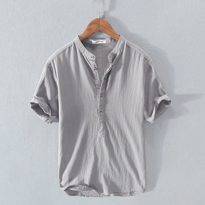 Camisa Hombre Algodón Lino Casual Botones
