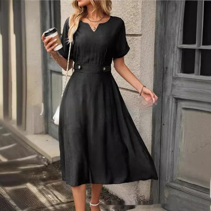 Vestido Mujer Midi Cintura Ajustada Elegante
