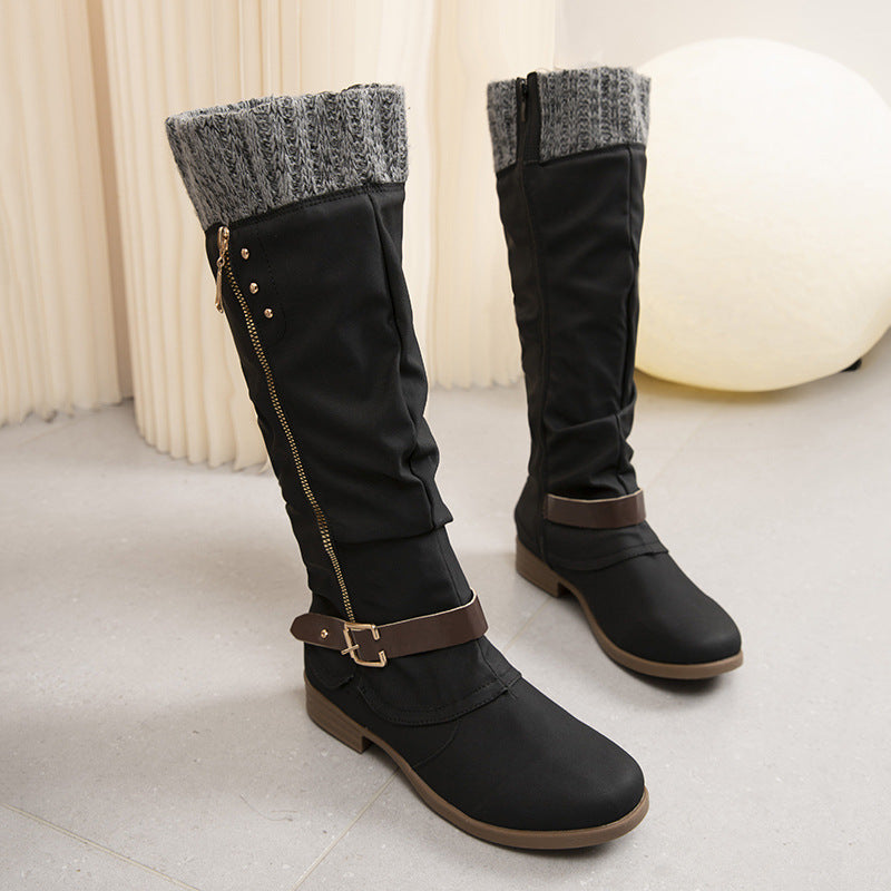 Botas Altas Cremallera Lana Acogedoras - Vestiria