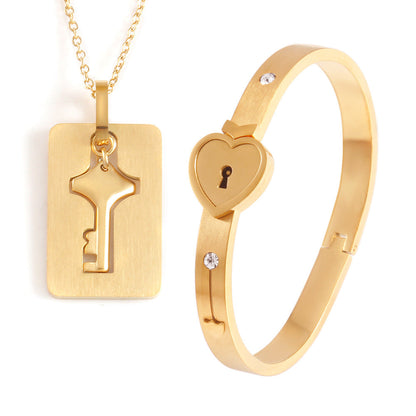 Pulsera Pareja Corazón Candado Llave Romántica