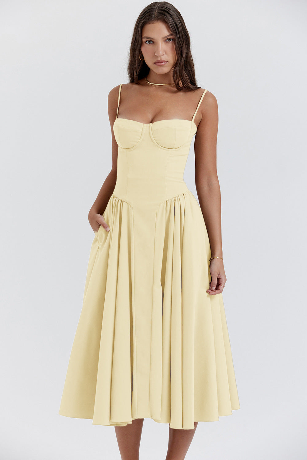 Vestido Midi Vintage Estilo Clásico