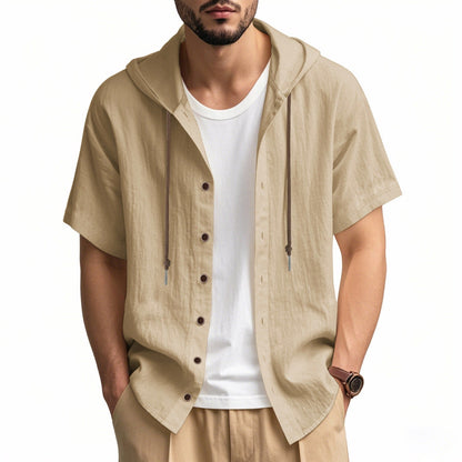 Camisa Hombre Capucha Algodón Relajada