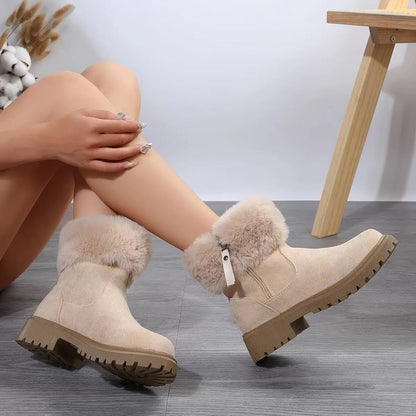 Botas Invierno Mujer Felpa Cremallera Cálidas - Vestiria