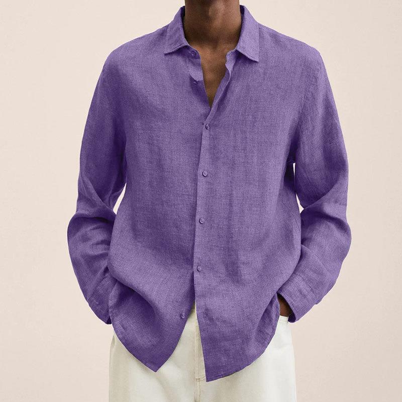 Camisas Lino Hombre Manga Larga Elegantes