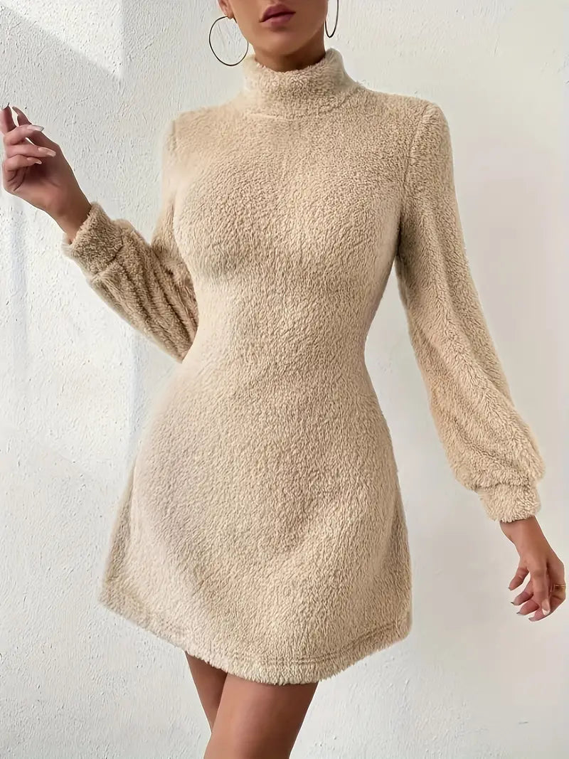 Vestido Felpa Cuello Vuelto Abrigado - Vestiria