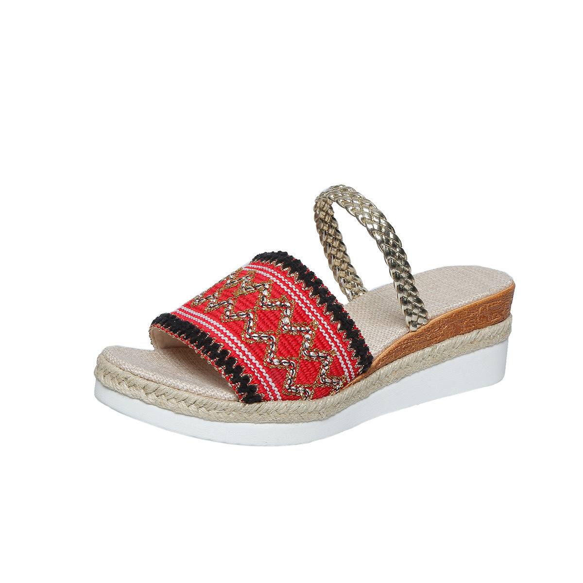 Sandalias de Cuña de Verano con Diseño de Ondas Coloridas Mujer