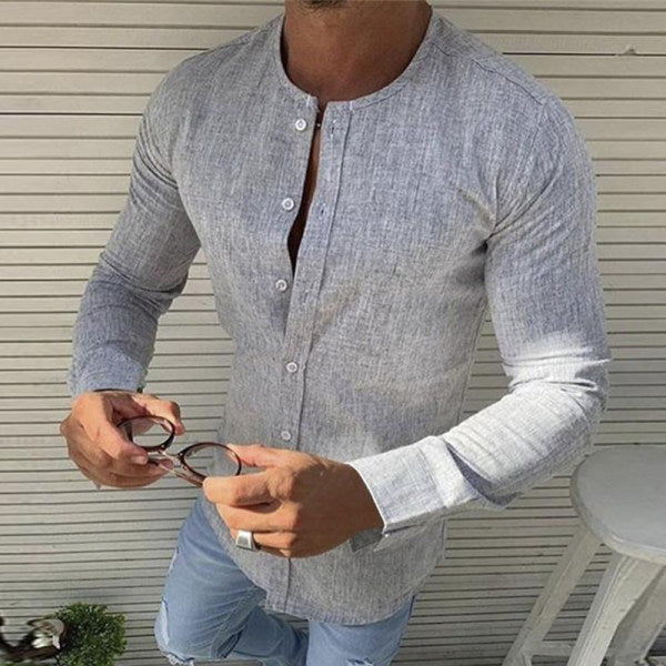 Camisa Hombre Algodón Manga Larga Clásica