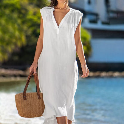 Vestido Mujer Cuello V Elegante