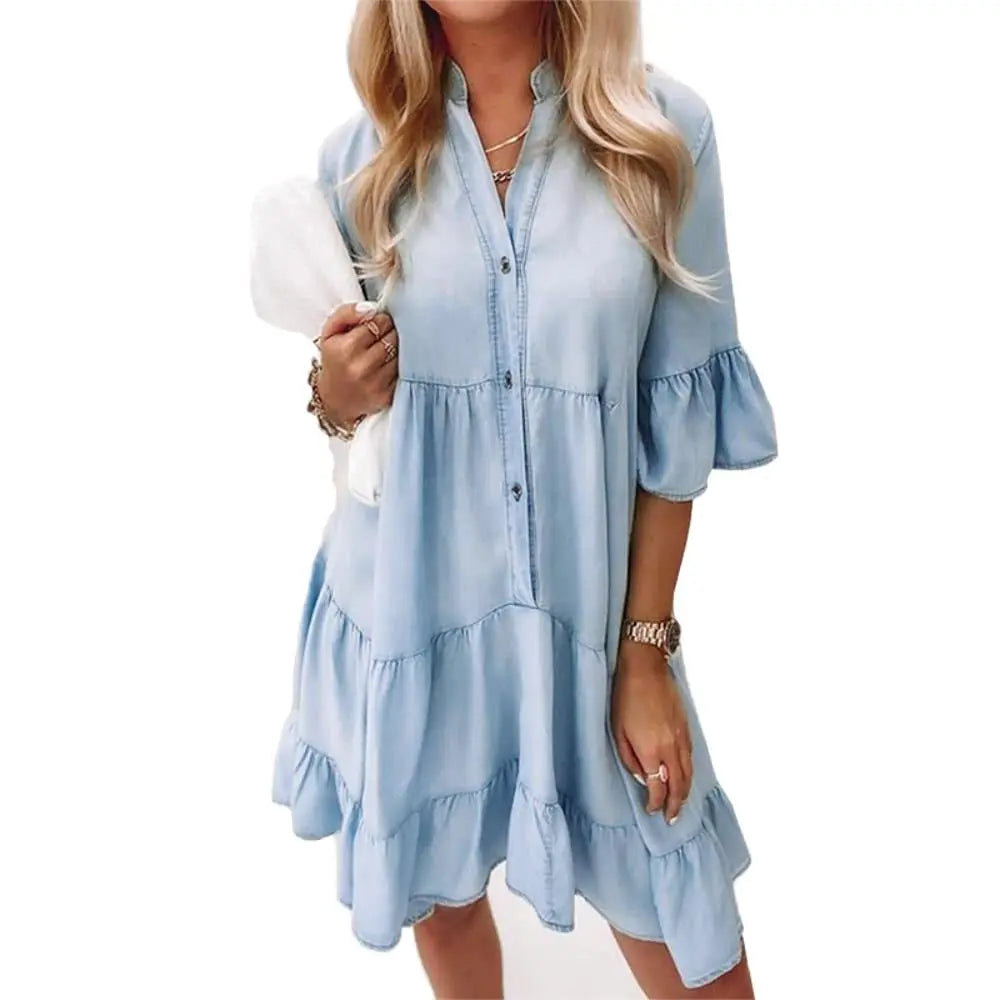 Vestido Vaquero con Encaje Romántico - Vestiria
