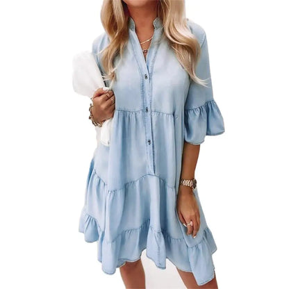 Vestido Vaquero con Encaje Romántico - Vestiria
