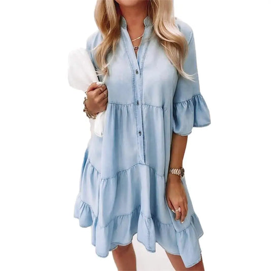 Vestido Vaquero con Encaje Romántico - Vestiria