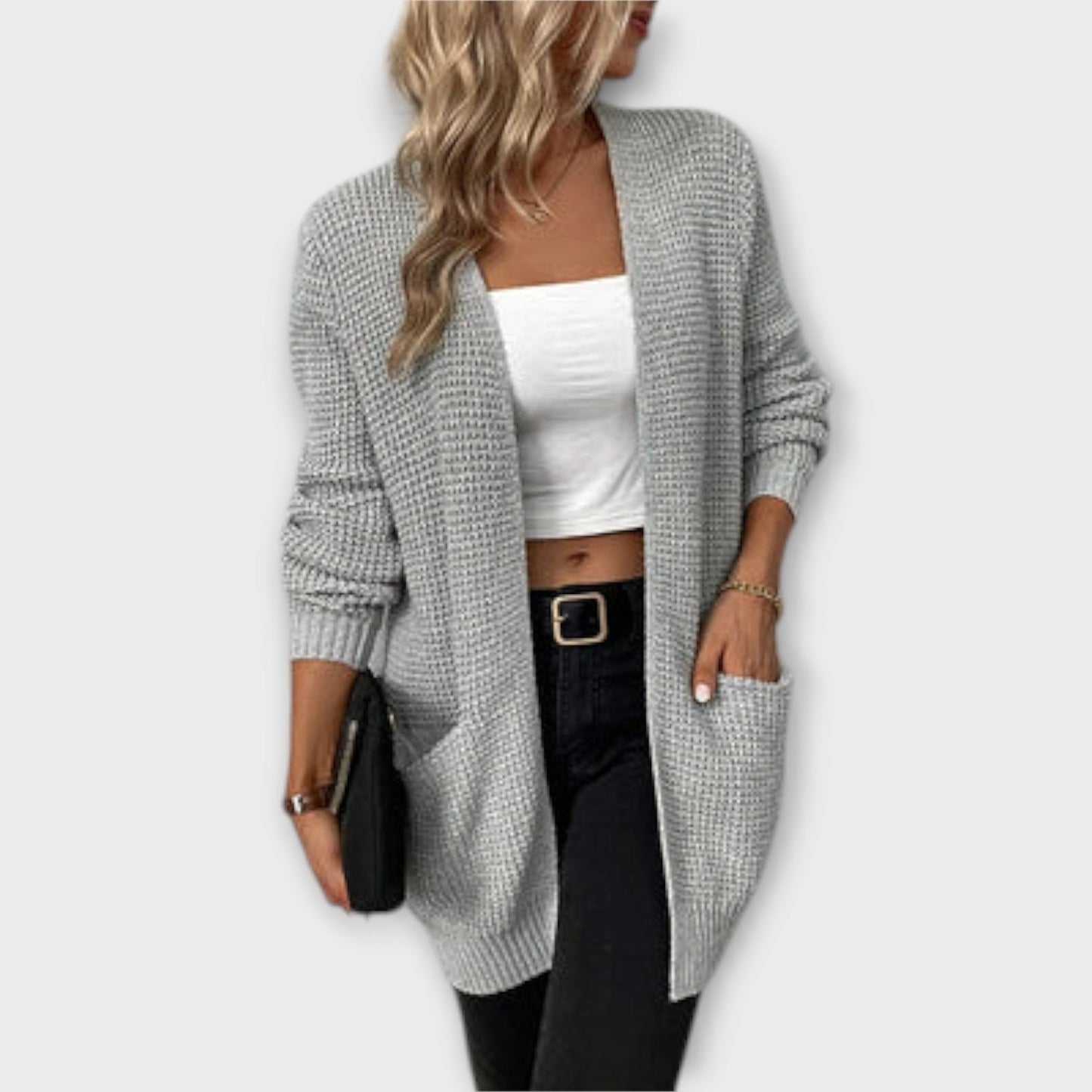 Cárdigan Invierno Mujer Abierto Cálido con Bolsillos