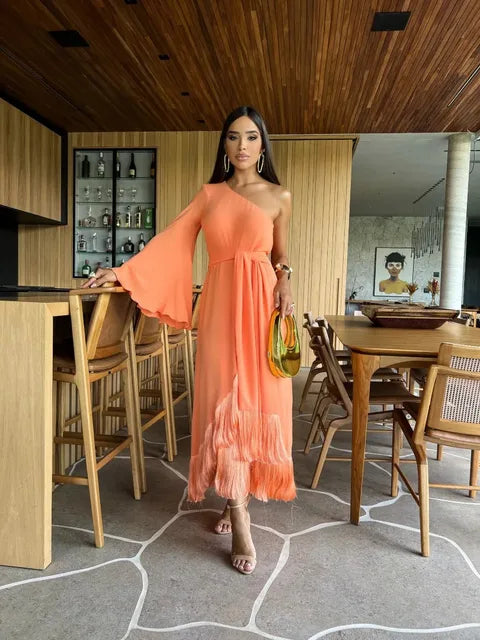 Vestido Fashion con Flecos Elegante