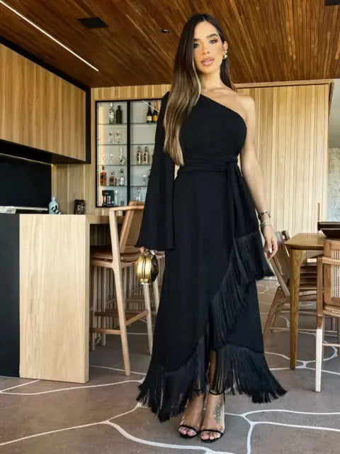 Vestido Fashion con Flecos Elegante