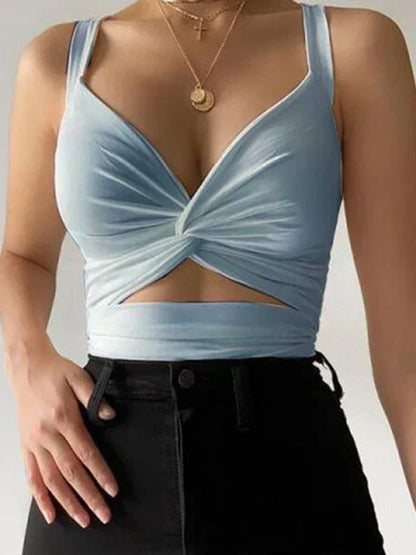 Top corto sin mangas femenino verano