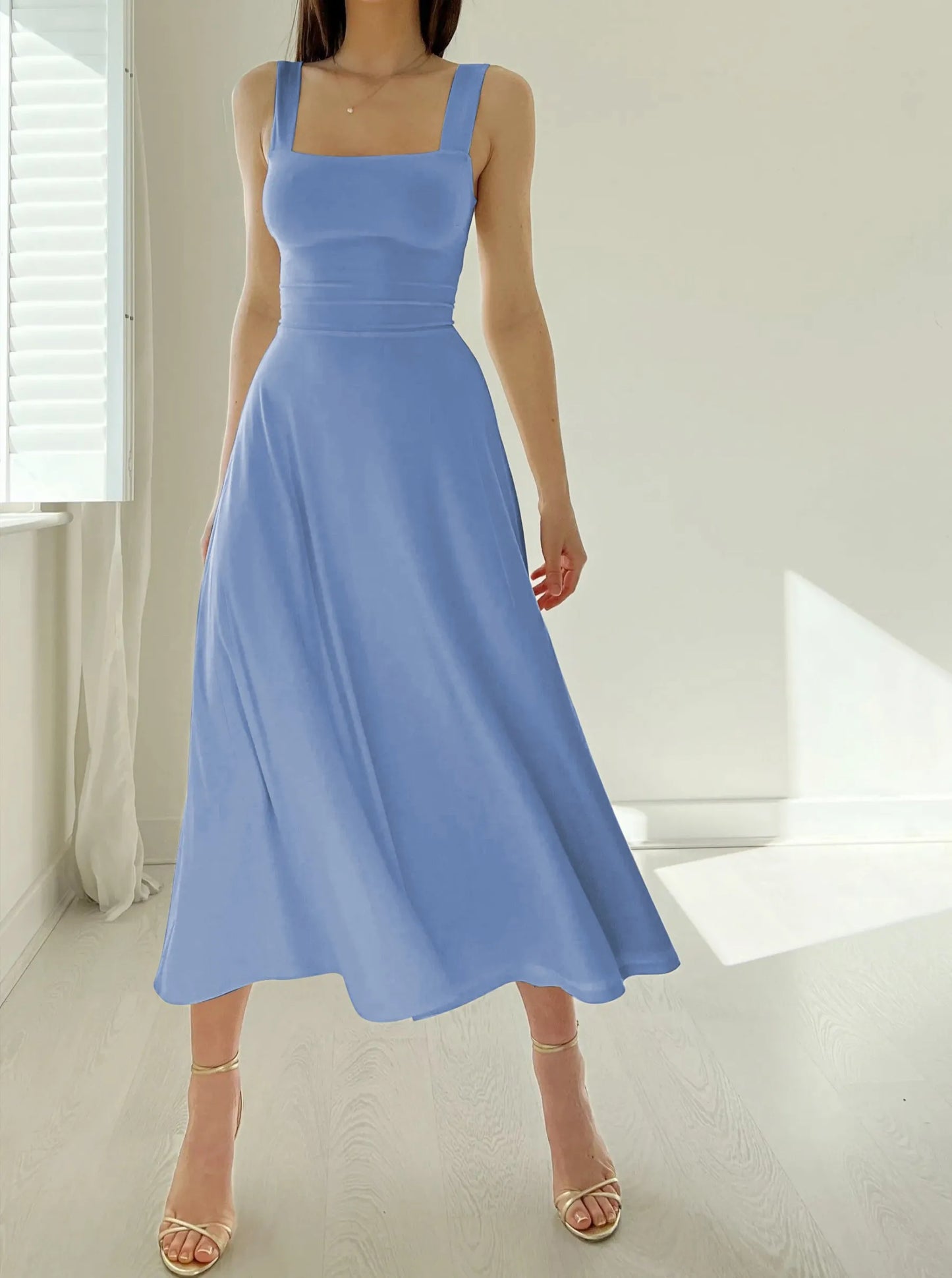Vestido de Tirantes Anchos Feminino