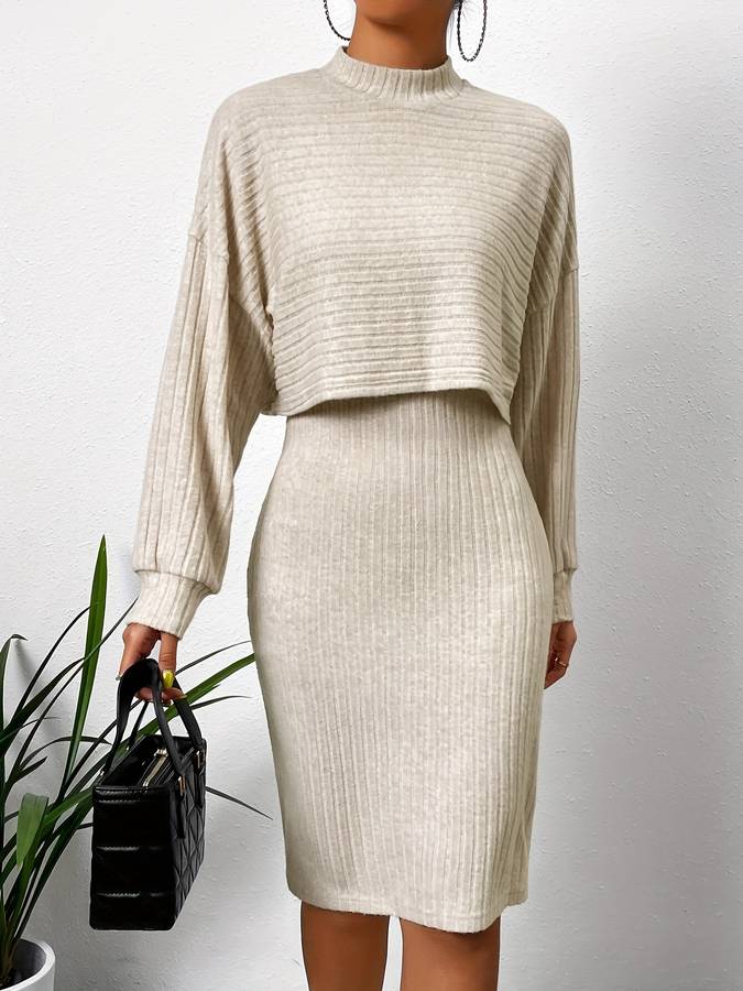 Conjunto Top y Falda Mujer Elegante Manga Larga - Vestiria
