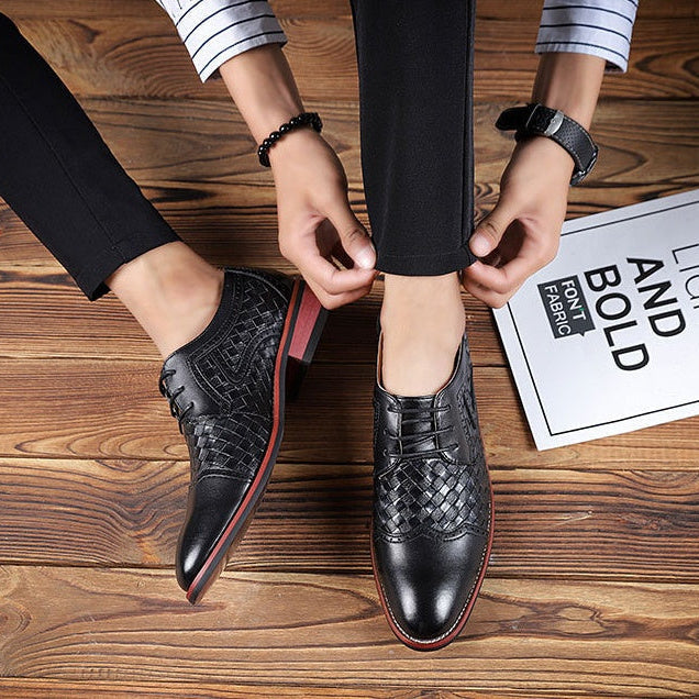 Zapatos Hombre Piel Entrelazada Estilo Clásico - Vestiria
