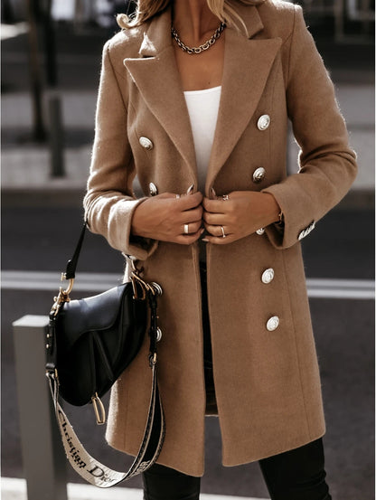 Abrigo Gabardina Doble Botón Elegante Mujer