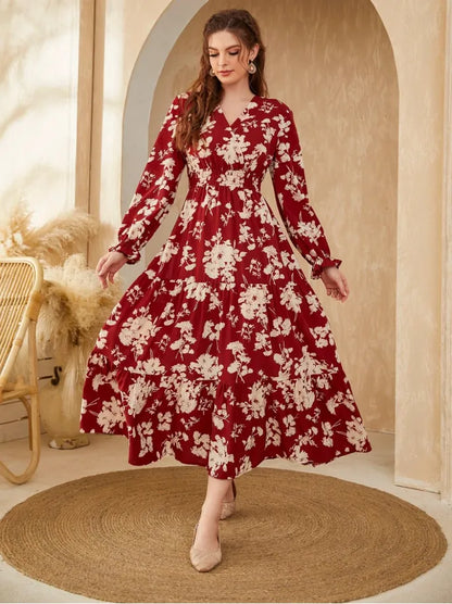 Vestido Corte Cintura Manga Larga Elegante