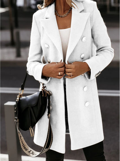 Abrigo Gabardina Doble Botón Elegante Mujer