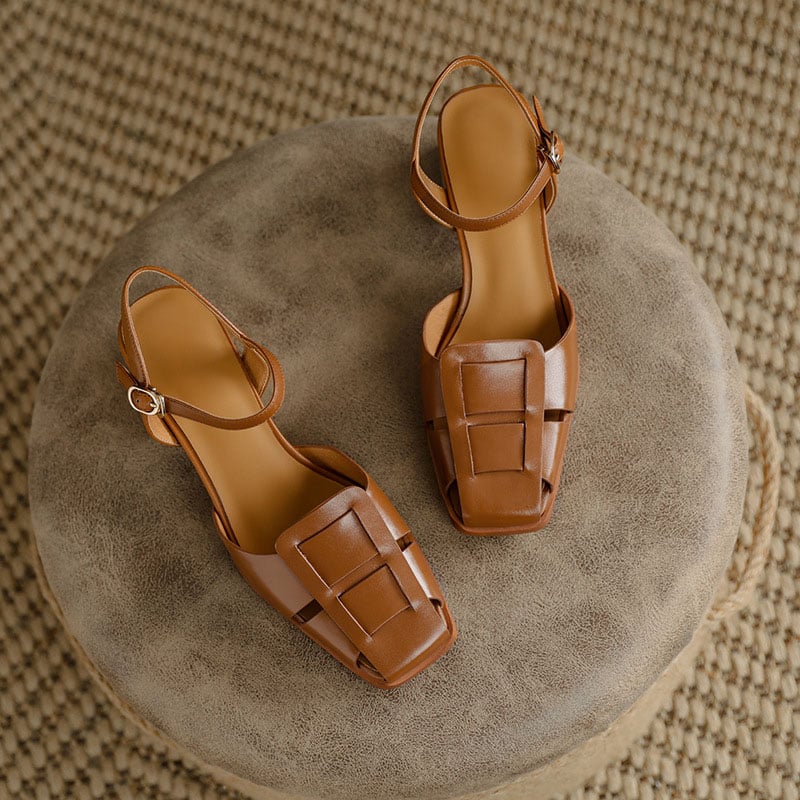 Sandalias Tacón Cuadrado Elegantes - Vestiria