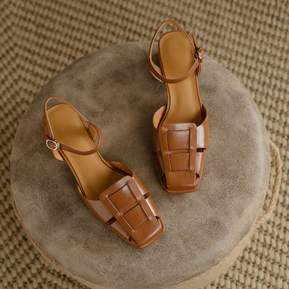 Sandalias Tacón Cuadrado Elegantes - Vestiria