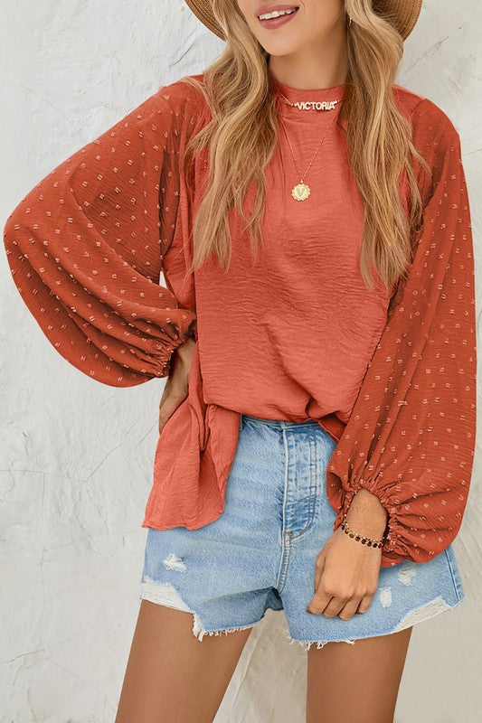 Blusa Lunares Elegante Manga Larga
