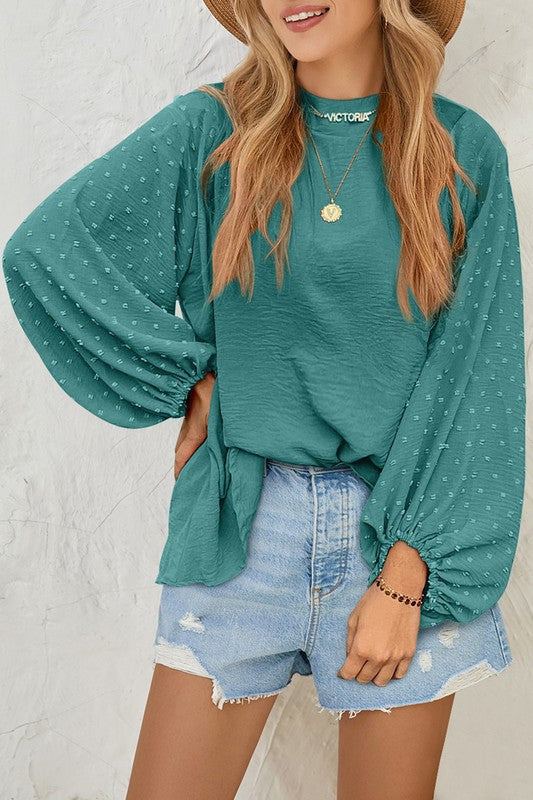 Blusa Lunares Elegante Manga Larga