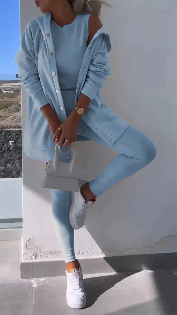 Conjunto de 3 piezas: Sudadera con capucha, Top y Pantalón