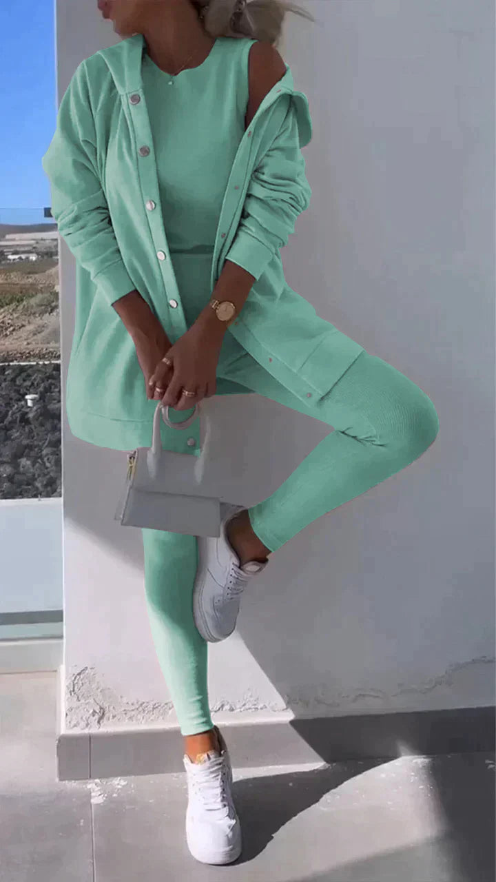 Conjunto de 3 piezas: Sudadera con capucha, Top y Pantalón
