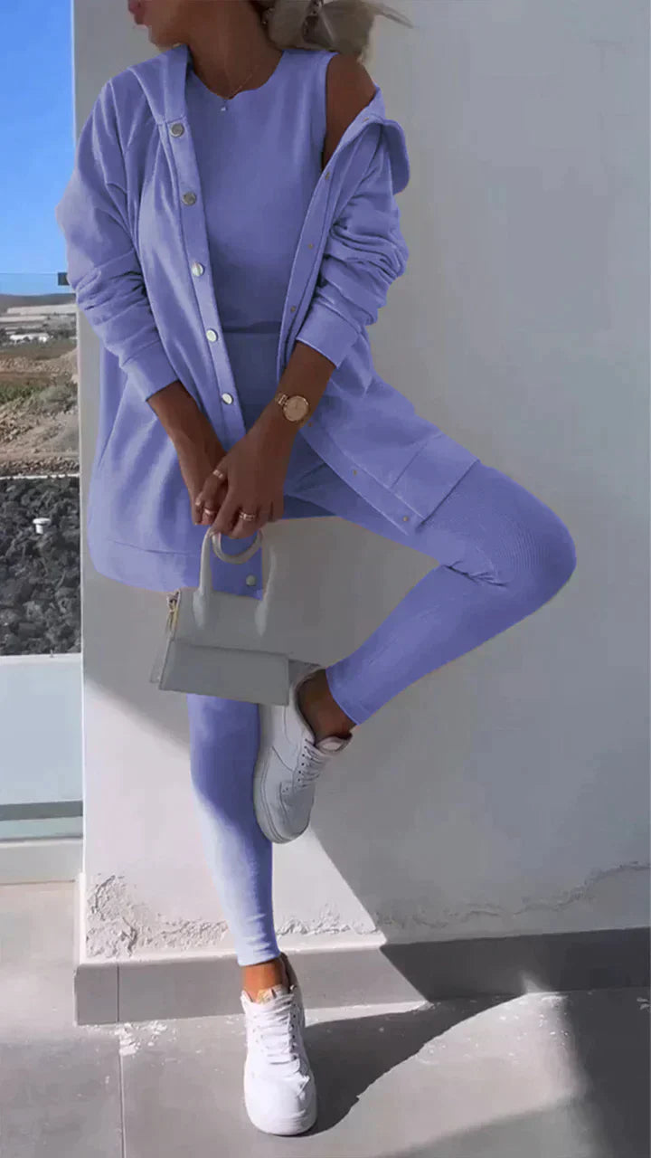 Conjunto de 3 piezas: Sudadera con capucha, Top y Pantalón