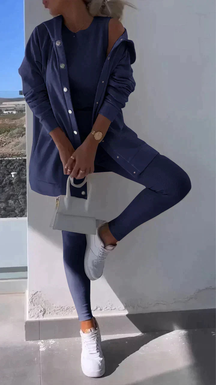 Conjunto de 3 piezas: Sudadera con capucha, Top y Pantalón