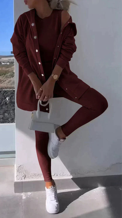 Conjunto de 3 piezas: Sudadera con capucha, Top y Pantalón