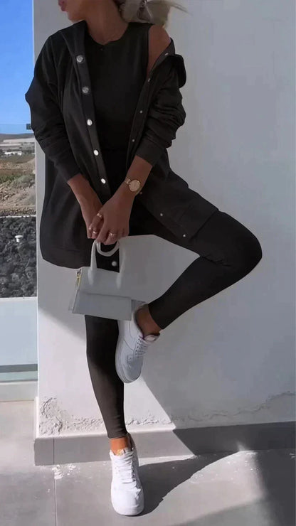 Conjunto de 3 piezas: Sudadera con capucha, Top y Pantalón