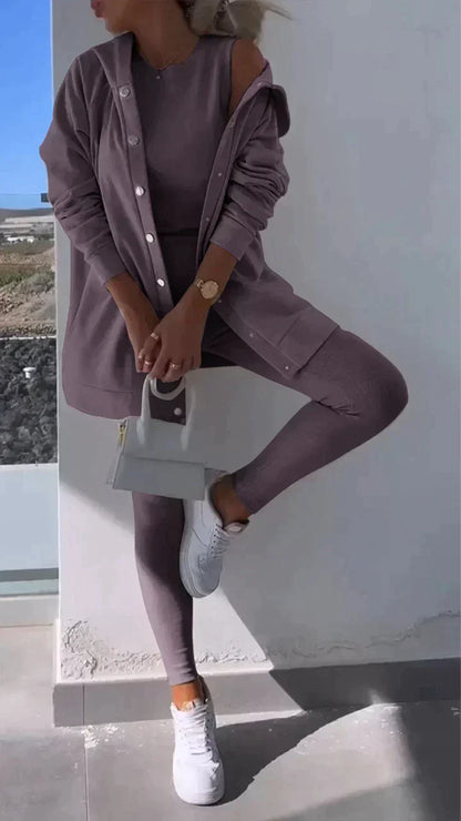 Conjunto de 3 piezas: Sudadera con capucha, Top y Pantalón